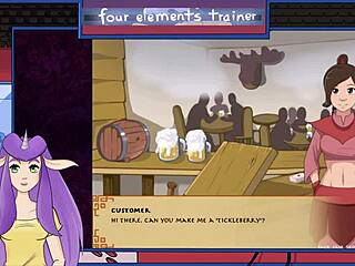 Shaved pussy monster gets drunk in Avatar game