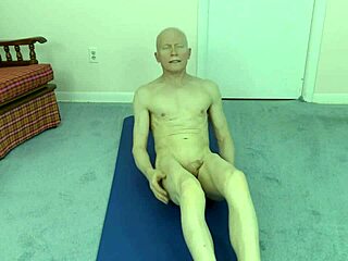 gay nudist workout session at the beach