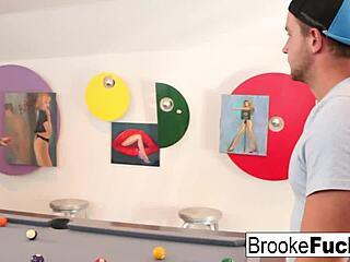 brooke the milf plays billiards, showing off her big tits and ass in the car.