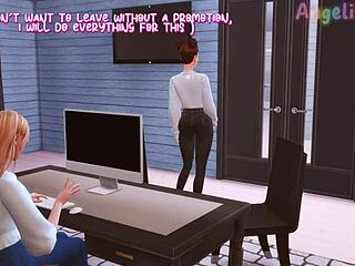 Whoa! Futanari boss tests secretary's throat with massive cock!