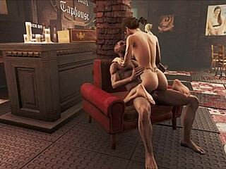 Fallout 4 brunette fucks hard in diamond city public outdoor