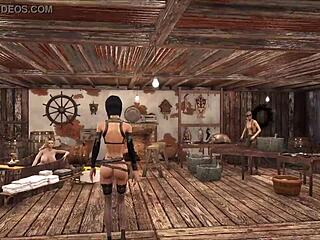 Fallout 4 fashion featuring chyler leigh as top model in anime hentai style.