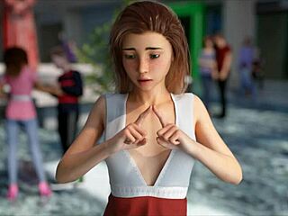 3D cartoon of a MILF getting blown by a master