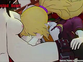 Yang deepthroats Ruby in hot hentai loop