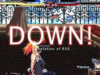 Jessica fights against Warugiria, a paid character in Mugen's anime porn