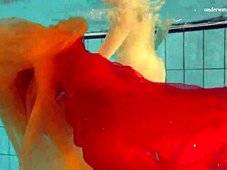 Nastya Strips Bikini Showing Petite Nude Brunette Body In Outdoor Pool