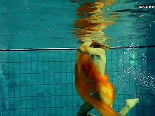 Nastya Strips Bikini Showing Petite Nude Brunette Body In Outdoor Pool