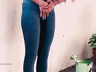 Asian girl locked out and desperate for a pee