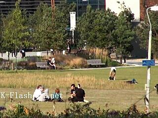 Daring blondes flash and masturbate outdoors and in public