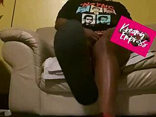 Hot Ebony MILF on Her Knees Licks Raw Honey Off Toes in Kinky BDSM Session