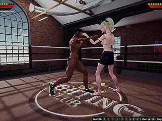 Dela battles Bree in naked 3D wrestling. Their rough catfight ends with face sitting!