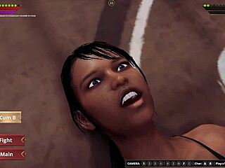 Dela battles Bree in naked 3D wrestling. Their rough catfight ends with face sitting!