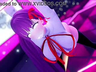 Animated dildo makes her squirt and cum in a creampie scene