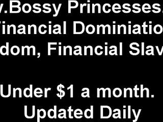 Femdom clips with a Princess theme where a Mistress uses financial domination