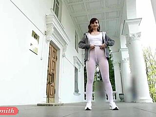 Hey, wanna see Jeny Smith flash white pantyhose in a sporty look?