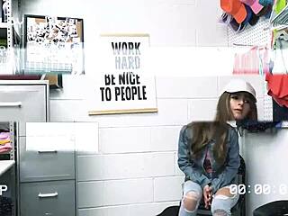 Lpo strips shoplifter and fingers her tight pussy at work