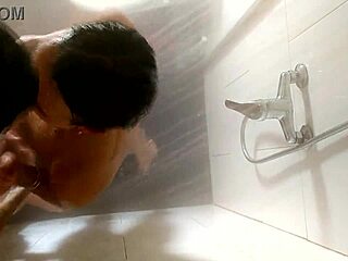 Shower Action Captured from Ceiling with Fierce Cum in Mouth