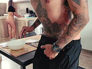 Latina Brunette Feels Intense Emotions During Kitchen Time Stop Fuck With Step Mom.