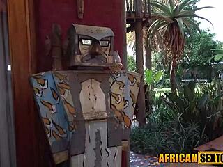 Wild Session with Hot African Girlfriend Deep in Backyard Jungle
