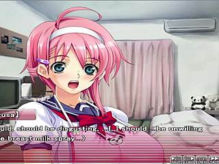 In the apartment of love episode five, he gropes her in the anime hentai game.