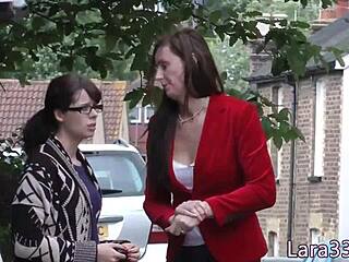 British Milf Fingerfucks Shy Picked-Up Teen in Stockings - Who's Watching?