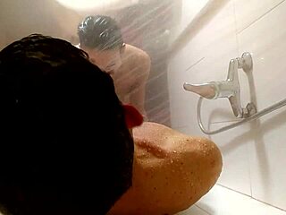 Shower Action Captured from Ceiling with Fierce Cum in Mouth