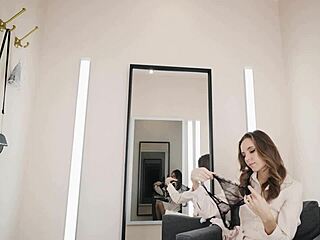 Wow, Katya Clover obsessed with stockings in fitting room voyeur action!