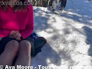 Ava Moore Surprised by Skiers Outdoors