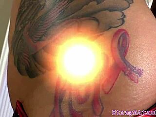 Tattooed Domina Fingers and Toys Her Adorable Boyfriend in Intense Strapon Play. Interracial Rimjob Adds to Domination!