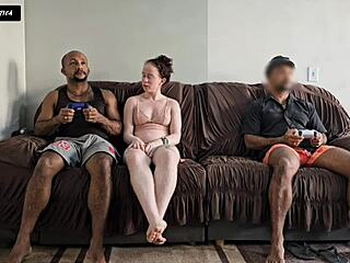 while my nerd husband games, i give my ass to his buddy