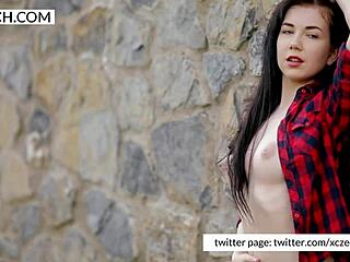 Czech Girl Flashes Tits on Xczech Com!