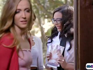 Lesbian Recruiters Tempt Straight Girl with Juicy Licks