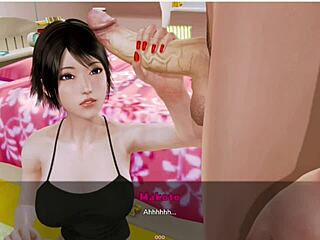Curvy anime girl in custom dark magic scene
