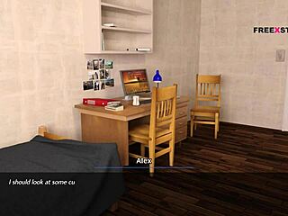 Alex shakes hard dick watching landlady's nude yoga poses