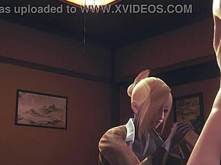 annie leonhart gives suggestive handjob and blowjob in shingeki no kyojin hentai cumshot