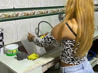 Hijastro caught watching madrastra stretch for yoga class