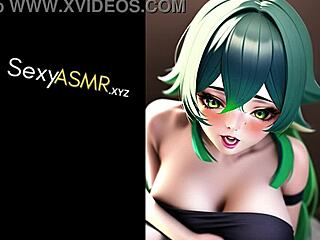 Moaning ASMR cosplay with anime baddie in Scandinavian Norwegian erotic Japanese sucking