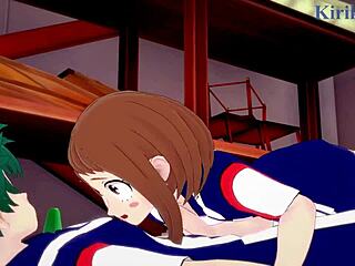 Ochako and Izuku's passionate encounter in My Hero Academia