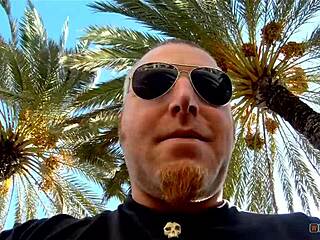 Hard cock enters wet pussy in public