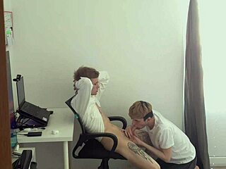 Distracted stepbrother from work for tight ass fuck?