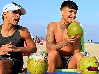 two guys team up for interracial double penetration on safado in gay threesome with big cocks