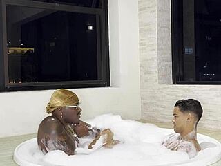 Gay black and Latino men have sex in the sauna