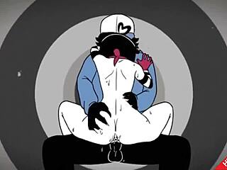 Mime and Dash in cartoon anime hentai adventure scene