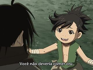 in dororo episode 2, the focus is on legs in the ptbr version