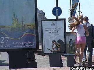 russian blonde olga meets big black cock while jogging in public