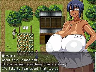 Steamy bath scene in Tanned Natsuki's hentai game ep 3