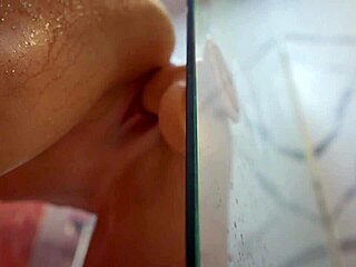 Belinda Selin Impales Ebony Pussy On Dildo In Shower, Close-Up Orgasm