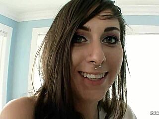 hey real teen couple gets picked up for her first rough anal sex at casting with small tits