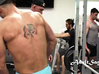 Gay gym jocks Nick Fitt and Roman Todd in a bareback anal scene