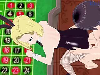 Big-boobed Android 18 and Chi-Chi in intense bunny girl sex